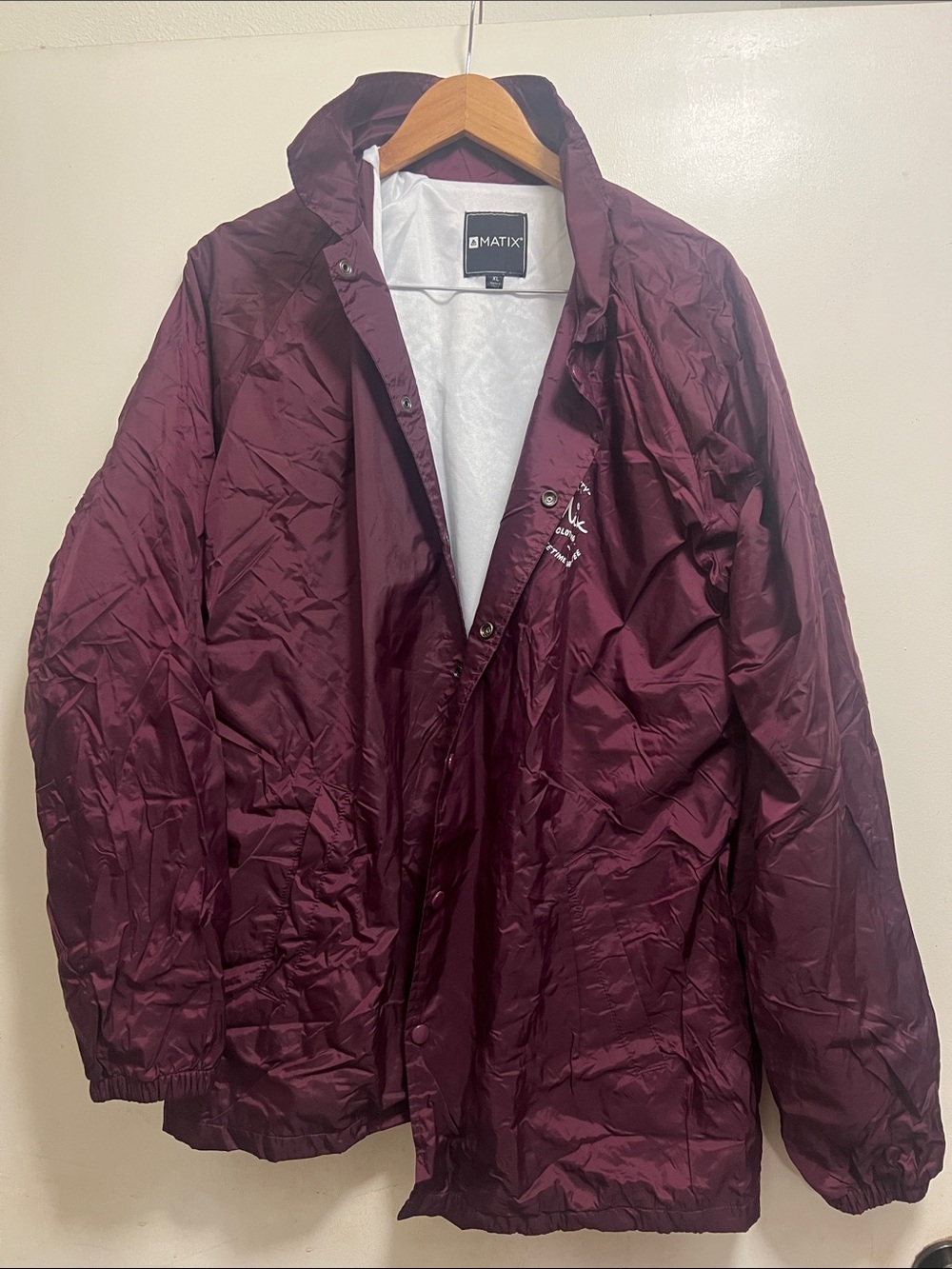 Matix Men's Burgundy Coach Windbreaker Jacket